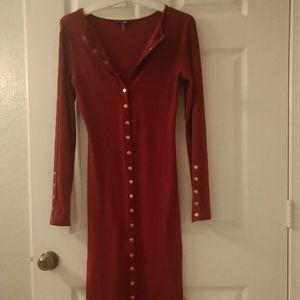 Maroon ribbed midi bodycon dress XL